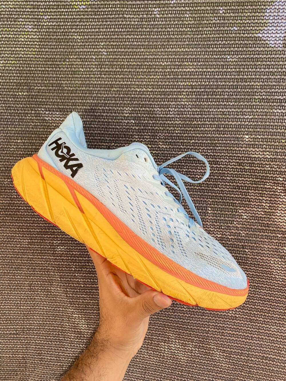 Hoka One One Men's Clifton 8 Running Shoes Summer Song/Ice Flow Size 11